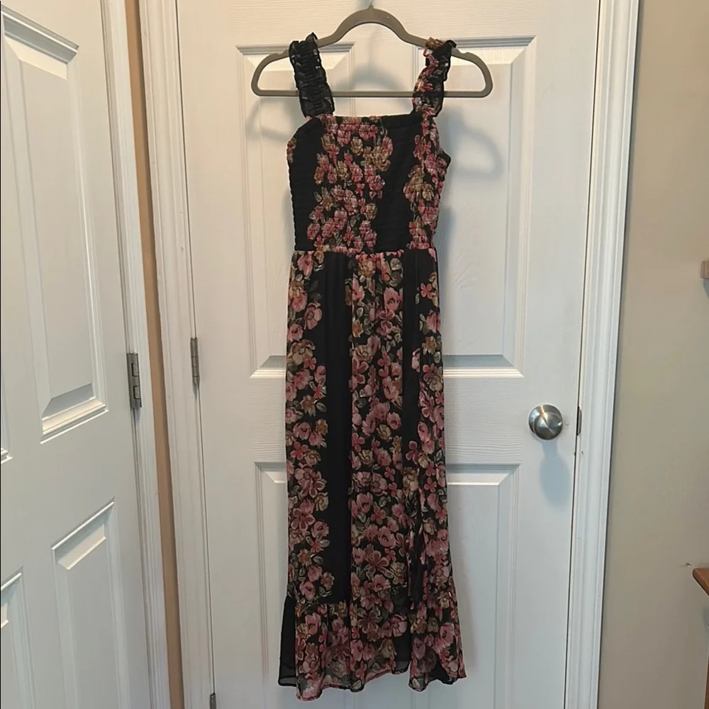 Floral Black and Pink Maxi Dress